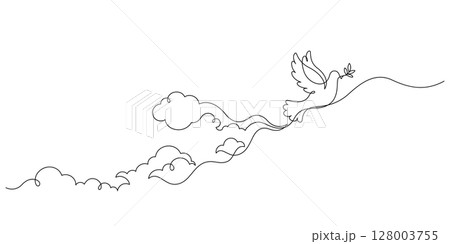 international day of peace concept white dove one line drawing 128003755
