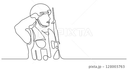 military soldier salute line art minimalism handdrawn 128003763