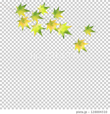 青紅葉の水彩風イラスト背景フレーム枠　和モダン　白バックPNG 128004310