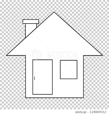 簡單的房子圖標，黑白線，插圖素材，白色背景，向量png 128004312
