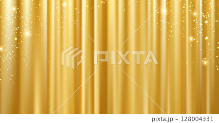 きらめく光と金色のカーテン – 高級感あふれる背景 128004331