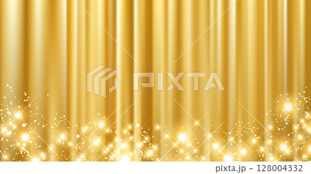 きらめく光と金色のカーテン – 高級感あふれる背景 128004332