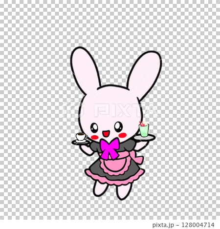 メイドさん　メイド服着たうさぎ　ウサギ　メイド 128004714