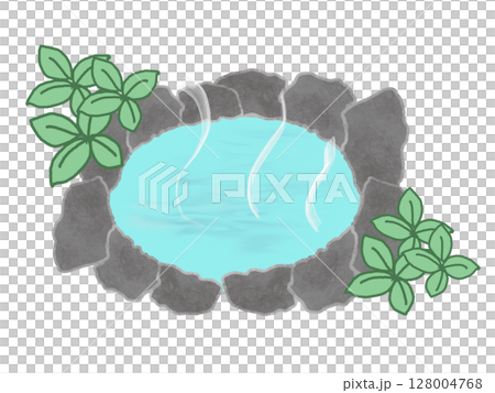 自然の中の露天風呂の風景のイラスト 128004768