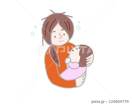 泣き止まない赤ちゃんに授乳するお母さん 128004770