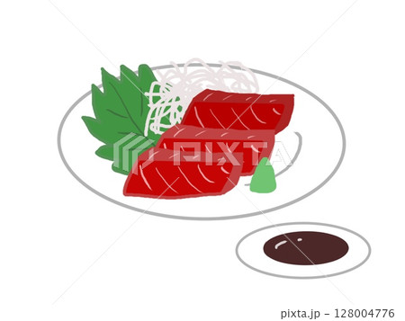 マグロの赤身の刺身の盛り合わせのイラスト 128004776