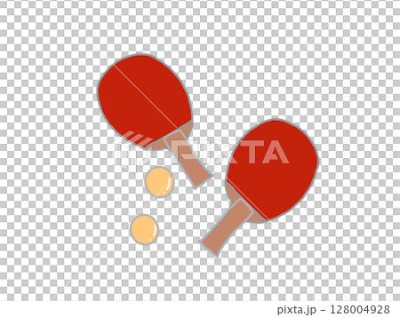 乒乓球拍和球的插圖 128004928