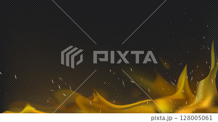 Realistic fire on a dark background - Vector Realistic fire on a dark background - Vector 128005061