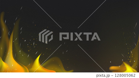 Realistic fire on a dark background - Vector Realistic fire on a dark background - Vector 128005062