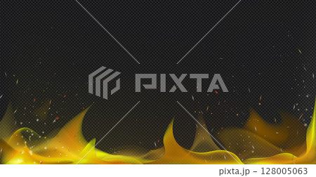Realistic fire on a dark background - Vector Realistic fire on a dark background - Vector 128005063