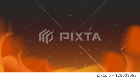 Realistic fire on a dark background - Vector Realistic fire on a dark background - Vector 128005065