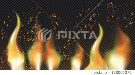 Realistic fire on a dark background - Vector Realistic fire on a dark background - Vector 128005070