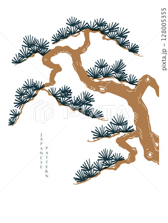 Japanese background with crane birds, line wave and bonsai tree pattern vector. Cultural art template with geometric wave pattern. Natural layout design in oriental style Japanese background with crane birds, line wave and bonsai tree pattern vector. Cultural art template with geometric wave pattern. Natural layout design in oriental style 128005355