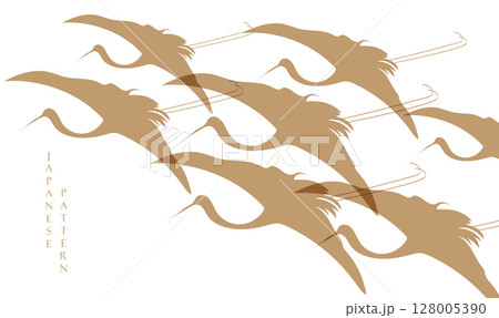 Abstract art gold crane birds or herons element vector. Hand drawn animal decorations in Japanese style. Abstract art gold crane birds or herons element vector. Hand drawn animal decorations in Japanese style. 128005390
