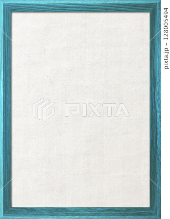 木製フレームの水色の木枠のある白い綿麻キャンバス地ボードの縦長の背景画像 128005494