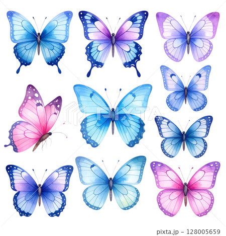 A colorful seamless pattern with a beautiful collection of flying butterfly insects, perfect for spring and summer designs A colorful seamless pattern with a beautiful collection of flying butterfly insects, perfect for spring and summer designs 128005659