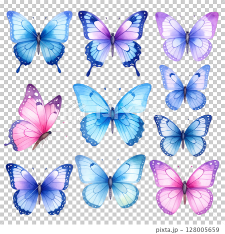 A colorful seamless pattern with a beautiful collection of flying butterfly insects, perfect for spring and summer designs 128005659