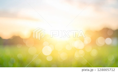 Colorful bright bokeh lights create a soft blur in nature, perfect for a spring or summer background design 128005712