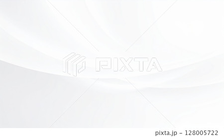 Abstract white background with a flowing blue silk wave pattern, illustrating soft, elegant curves and a smooth, wavy texture 128005722