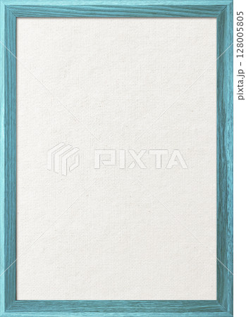 木製フレームの淡い水色の木枠のある白い綿麻キャンバス地ボードの縦長の背景画像 128005805