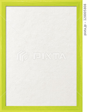 木製フレームの淡い黄緑色の木枠のある白い綿麻キャンバス地ボードの縦長の背景画像 128005808
