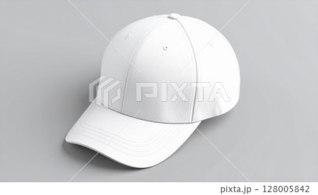White baseball cap isolated, a blank headwear object for protection White baseball cap isolated, a blank headwear object for protection 128005842