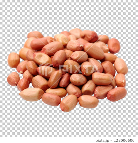 Whole brown peanuts with shells on a white background, a healthy and organic snack Whole brown peanuts with shells on a white background, a healthy and organic snack 128006606