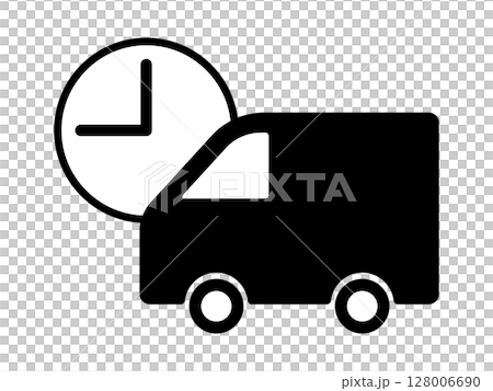 Clock and truck icon monotone Clock and truck icon monotone 128006690