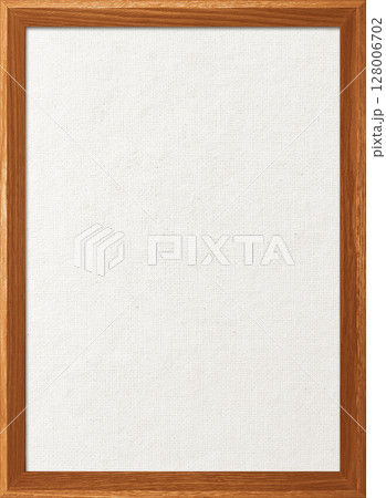 木製フレームの明るい茶色の木枠のある白い綿麻キャンバス地ボードの縦長の背景画像 128006702