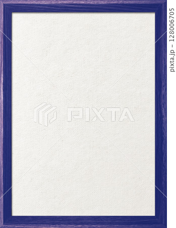 木製フレームの青紫色の木枠のある白い綿麻キャンバス地ボードの縦長の背景画像 128006705