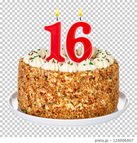 Birthday cake with number separated from background Birthday cake with number separated from background 128006807