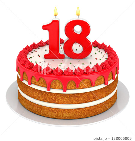 Birthday cake with number separated from background Birthday cake with number separated from background 128006809
