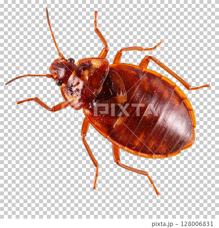 Dead brown hissing cockroach macro detail, isolated on white background 128006831