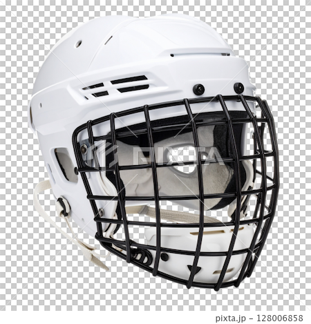Old football helmet with a protective mask, isolated on a black background Old football helmet with a protective mask, isolated on a black background 128006858