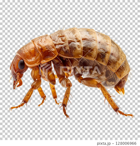 Close-up of a brown cockroach insect pest with detailed antenna isolated on a white background 128006966