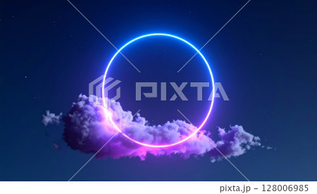 A vibrant, abstract illustration of a blue moon and stars illuminating the night sky with ethereal clouds and distant planets A vibrant, abstract illustration of a blue moon and stars illuminating the night sky with ethereal clouds and distant planets 128006985
