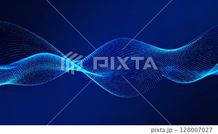 Abstract blue background with flowing wave lines, a futuristic and colorful gradient art illustration 128007027