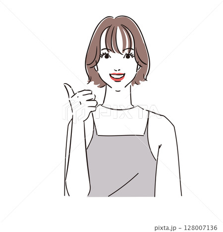 ショートボブの現代的な可愛い女性 128007136