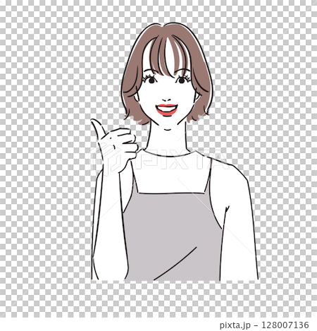 ショートボブの現代的な可愛い女性 128007136