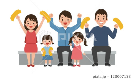 家族みんなでスポーツ観戦！熱い応援に盛り上がる休日 128007158