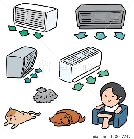 vector set of air conditioner 128007247