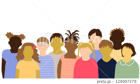 いろんな国の子供たち正面表情無10人 いろんな国の子供たち正面表情無10人 128007278