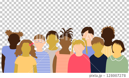 10 children from various countries, no facial expressions 128007278