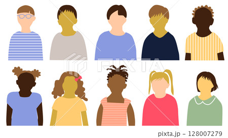 いろんな国の子供たち正面上半身アイコンセット10人_表情無 いろんな国の子供たち正面上半身アイコンセット10人_表情無 128007279