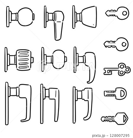 vector set of door knob 128007295