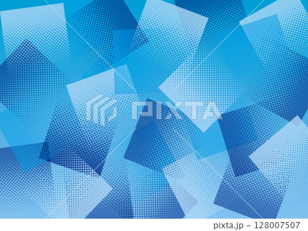 ドットのグラデーションの四角いパターン　青と水色 128007507