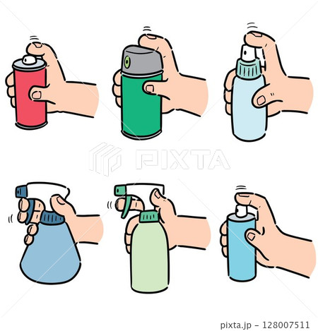 vector set of spray can and bottle 128007511