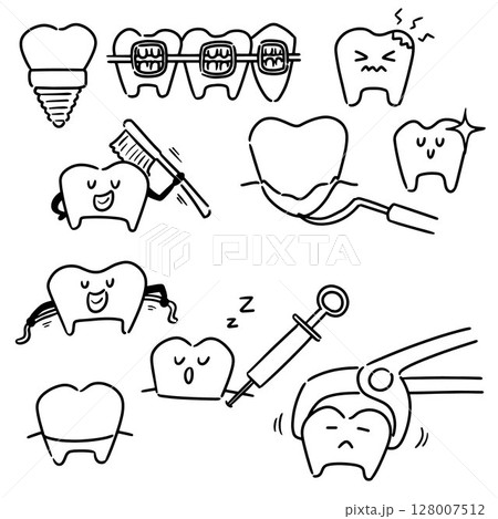 vector set of dental procedures vector set of dental procedures 128007512