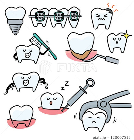 vector set of dental procedures vector set of dental procedures 128007513