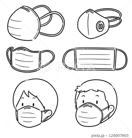 vector set of medical protective mask 128007603